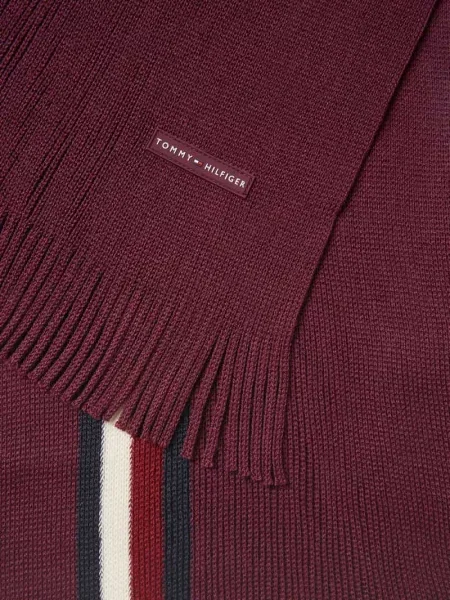 Tommy Hilfiger szalik z dodatkiem wełny gładki bordowy