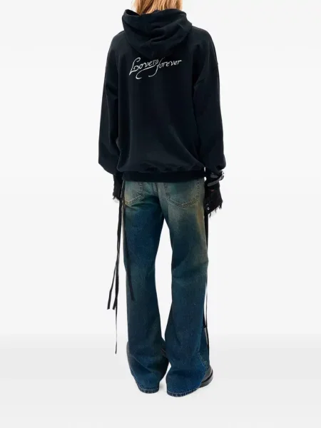Hanorac cu glugă Ann Demeulemeester cu imagine negru