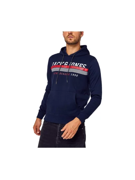 Bluza z kapturem Jack & Jones z kapturem z logo niebieska