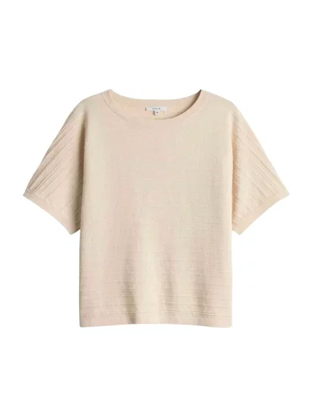 Dzianinowy krótki sweter Opus beżowy