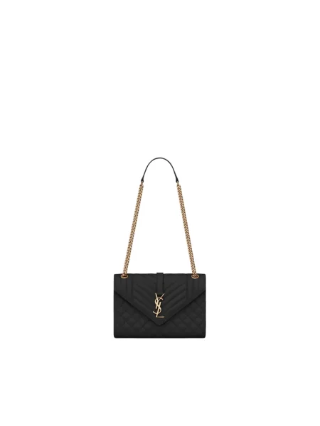 Kopertówka Saint Laurent skórzana czarna