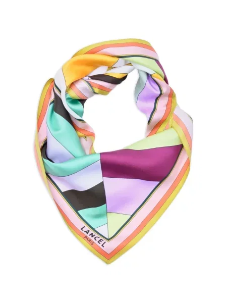 Fular Lancel cu imprimeu geometric roz