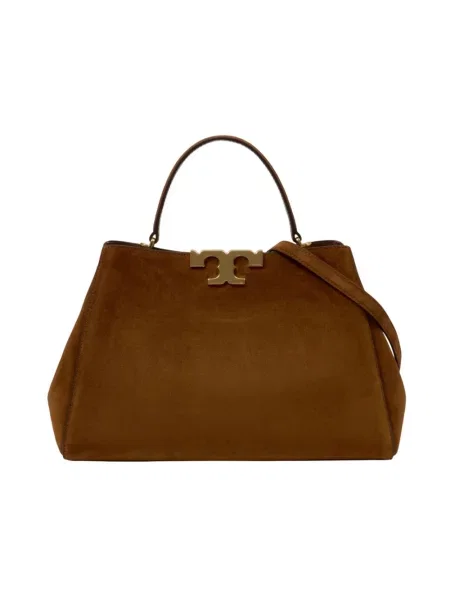 Listonoszka Tory Burch zamszowa brązowa