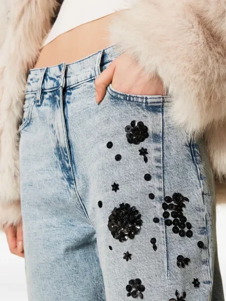 Blugi Twinset cu paiete albastru