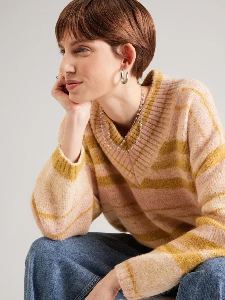 Monki Oversize pulóver melír / mustár bézs