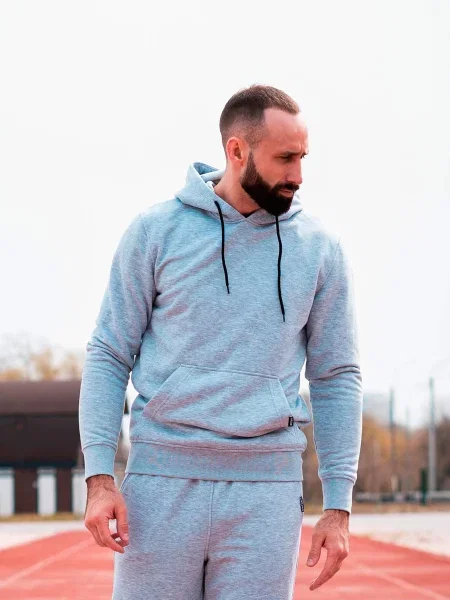 Меланжевое худи Custom Wear с капюшоном серое