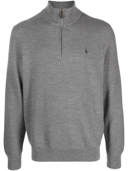 Плетен половин цип пуловер Polo Ralph Lauren бродиран синьо