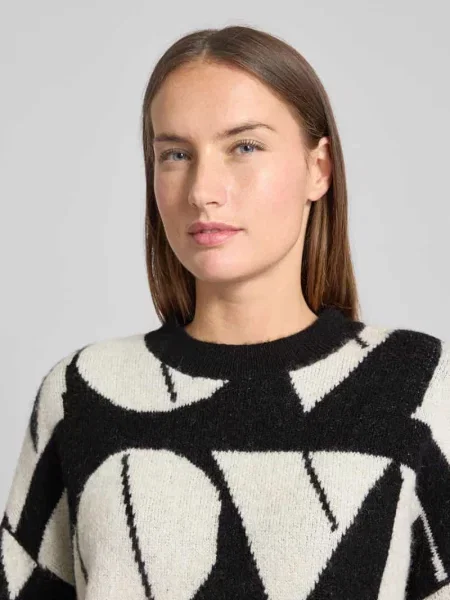 Sweter z dzianiny o kroju regular fit z dodatkiem wełny model ‘LOVE’ Vero Moda czarny
