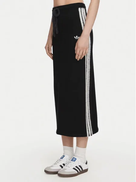 Pletena midi-suknja Adidas Originals crna