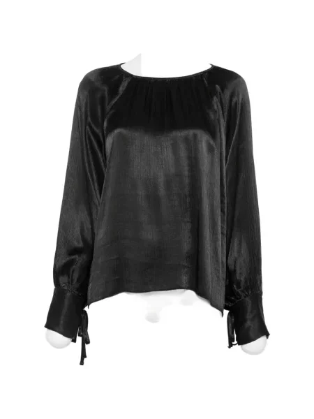 Top Dixie din satin cu legături negru