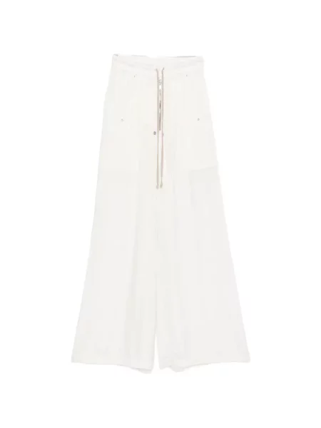 Stahovací šňůrka kalhoty Rick Owens bílé