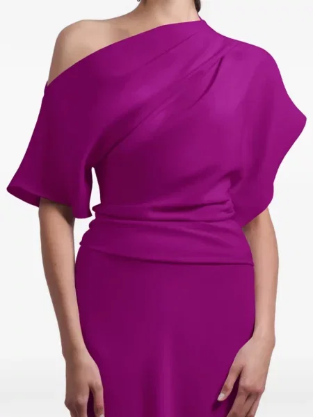 Sukienka maxi Gemy Maalouf asymetryczna drapowana garniturowa fioletowa