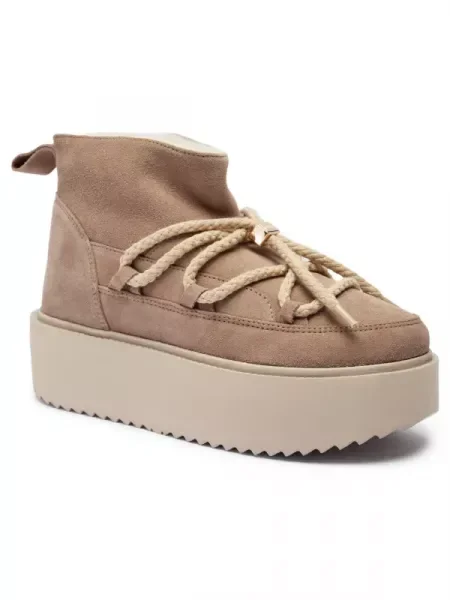 INUIKII De piele bocanci CLASSIC LOW PLATFORM bej