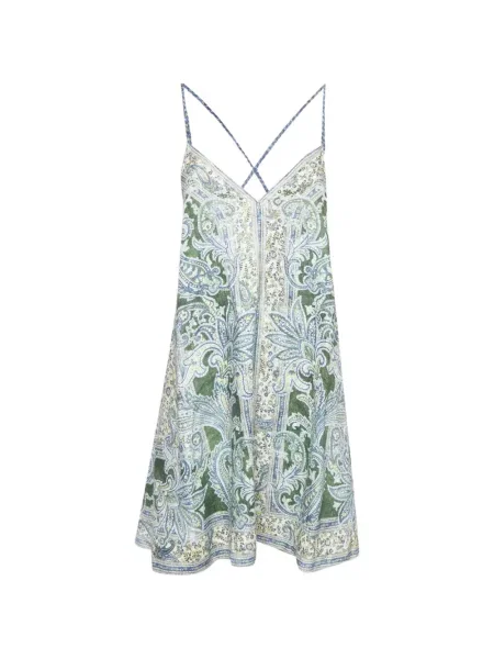 Rochie mini Zimmermann cu imagine cu model paisley evazată alb
