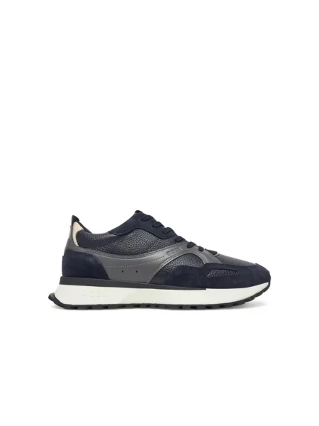 Lniane sneakersy Boss niebieskie