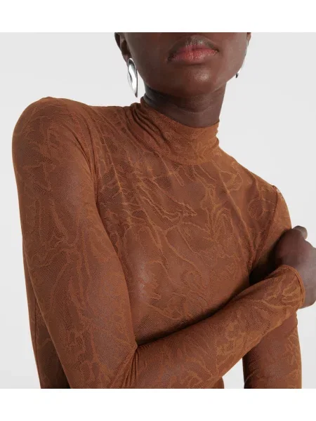 Rochie David Koma transparente din dantelă maro