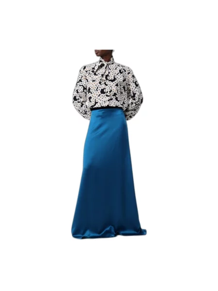 Lniana spódnica maxi Valentino niebieska