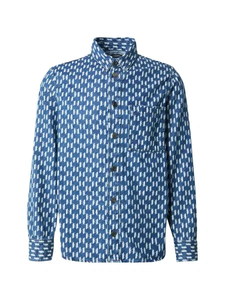 Karl Lagerfeld Košile modrá džínovina bílá