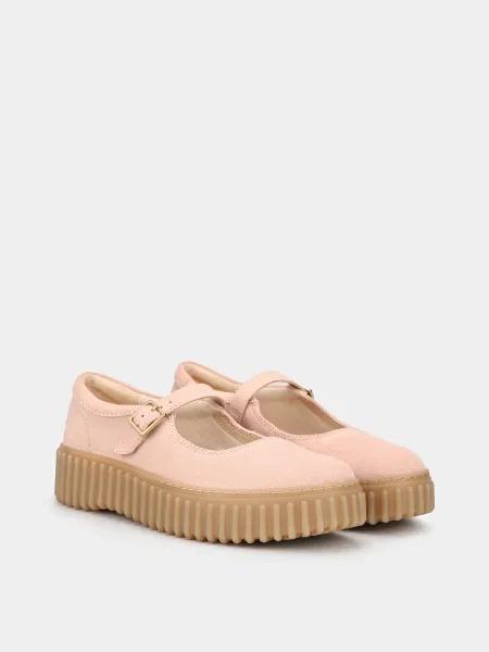 Замшевые ботинки Clarks розовые