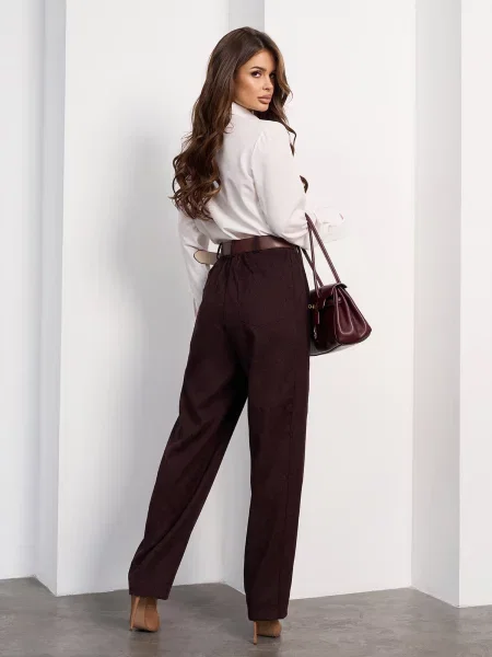 Штани класичні ISSA Plus темно-коричневий вельвет коричневі