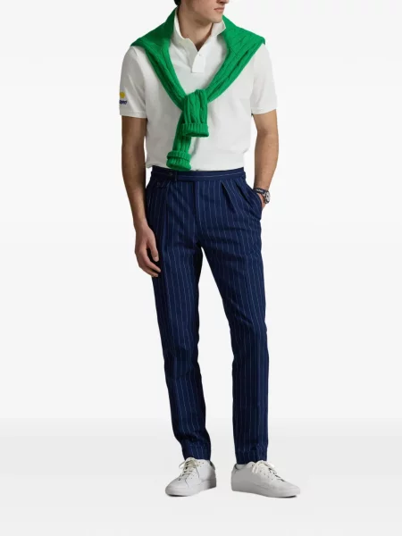Șapcă Polo Ralph Lauren de mătase cu dungi cu cataramă albastru