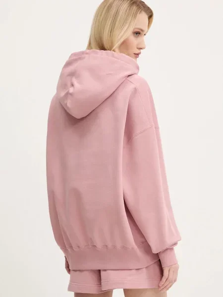 Mikina Moschino Jeans s kapucí s potiskem růžová