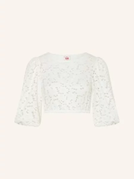 Spieth & Wensky Bluzka Bawarska Geraldine Z Dziurkowanej Koronki weiss biała