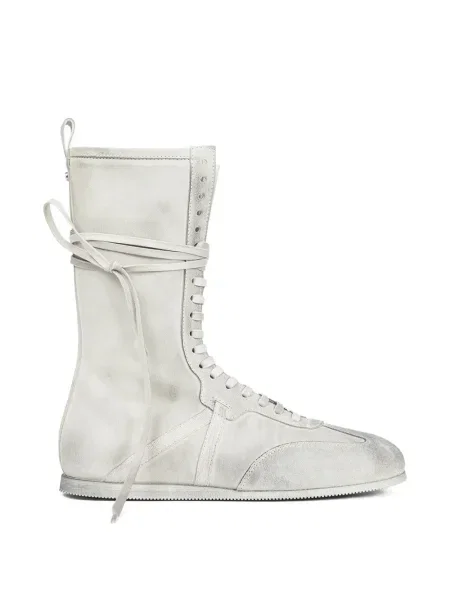 Sneakerși Ann Demeulemeester cu șireturi din piele de căprioară gri