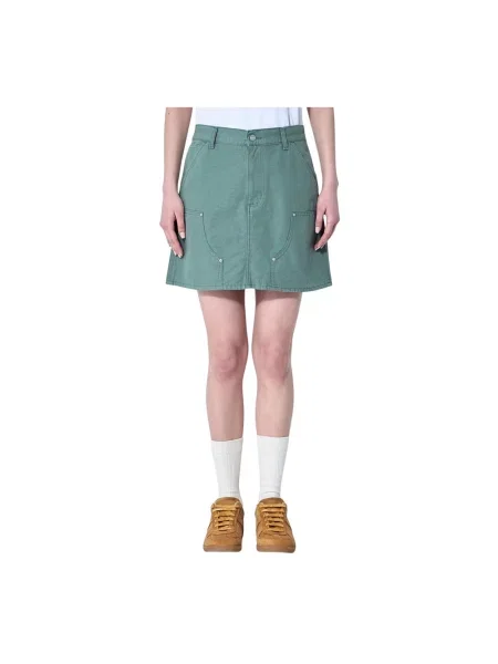 Carhartt WIP spódnica jeansowa Maeve Double Knee Skirt midi prosta zielony