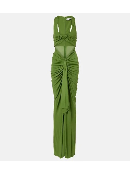 Rochie maxi Christopher Esber din jerseu drapată de costum verde