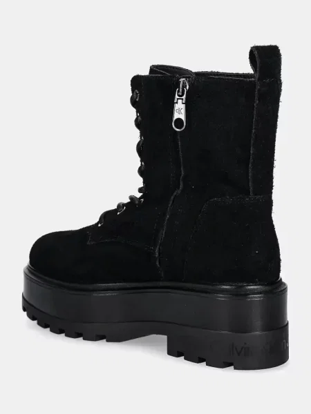 Semišové workery Calvin Klein Jeans FLATFORM LACEUP MG S na platformě černá