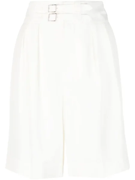 Pantaloni scurți Ralph Lauren Collection de mătase plisate alb