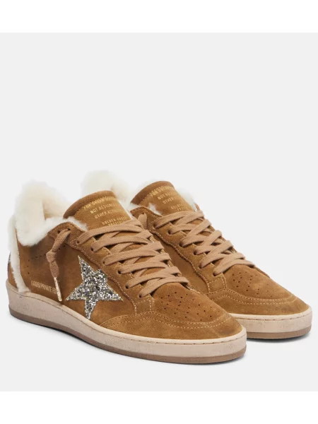 Sneakerși Golden Goose Ball Star din piele de căprioară auriu