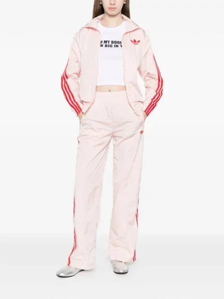 Kardigan Adidas z autografem do biegania w kratkę czerwony