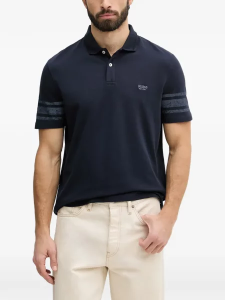 Tricou polo Guess cu dungi albastru