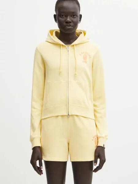 A Bathing Ape hanorac de College Hoodie cu glugă uni galben