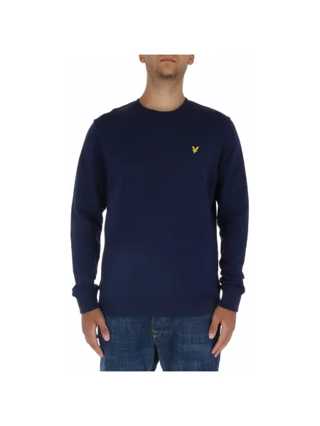 Majica Lyle & Scott zajemalni vrat modra
