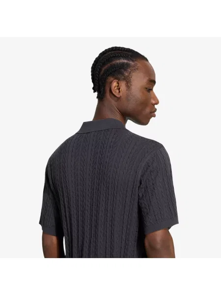 Adidas Originals pletena polo majica Cable Knit črna