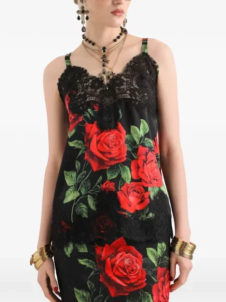 Top Dolce & Gabbana din satin cu imagine negru