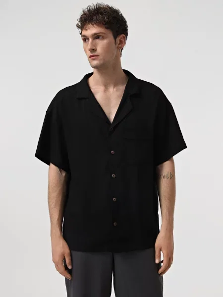 Сорочка IJ ij-sorochkaKR-linen-black-man льон/віскоза чорний
