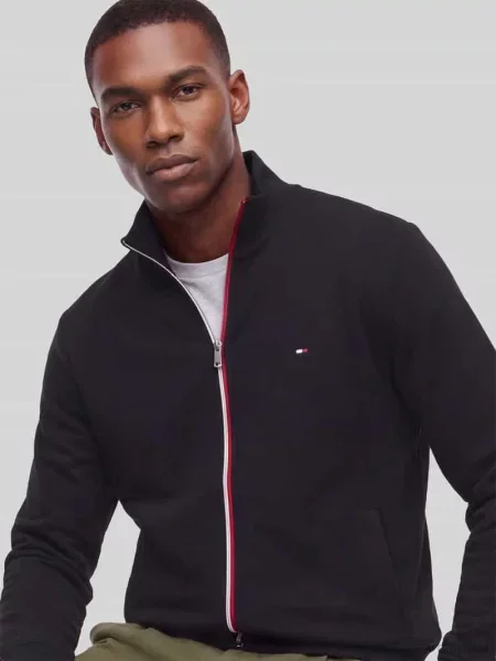 Bluza rozpinana o kroju regular fit z czystej bawełny Tommy Hilfiger czarna