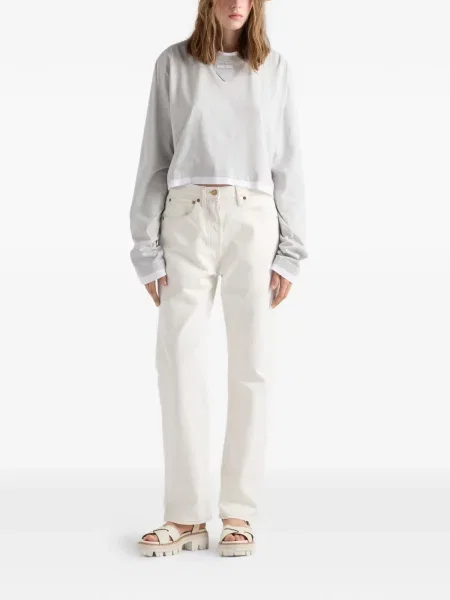 Lung tricou Prada din jerseu gri