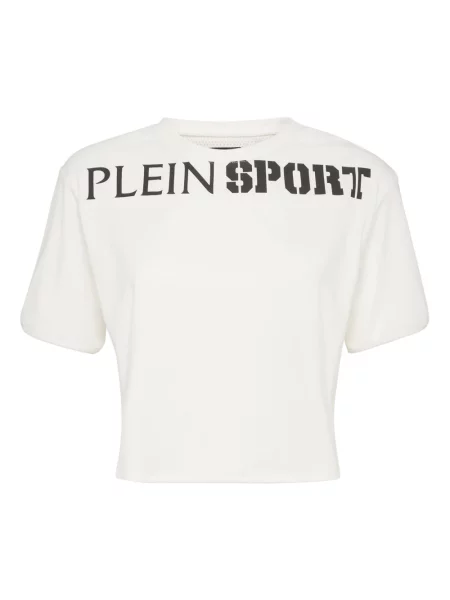 Koszulka Plein Sport z okrągłym dekoltem o krotszym kroju biała