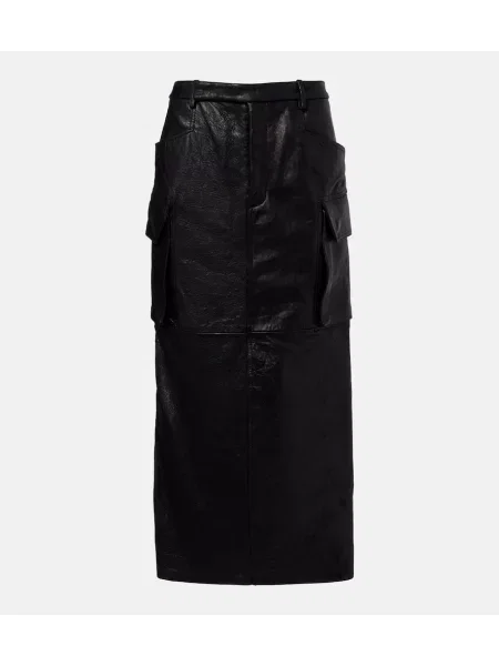 Fustă din piele Rick Owens până la genunchi negru