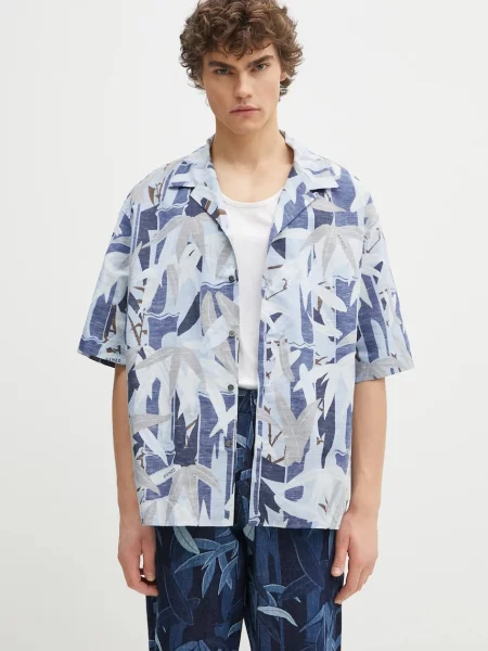 Kenzo camasa din amestec de in barbati relaxed albastru