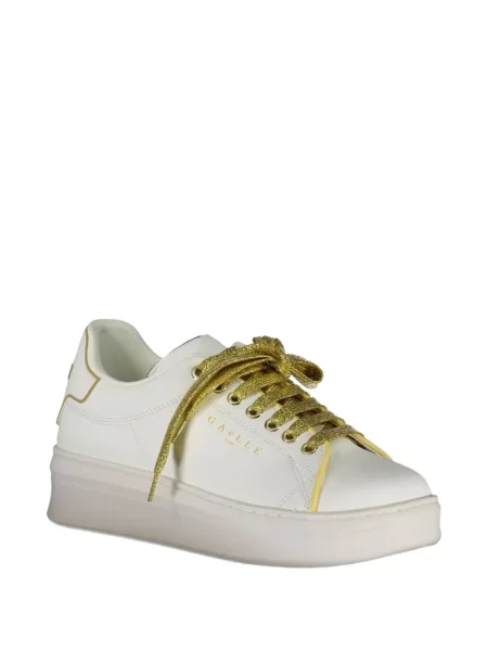 Sneakerși Gaelle cu șireturi din dantelă alb