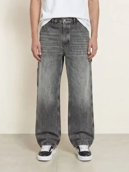 Hugo Džíny Carpenter Baggy Fit medium grey šedé