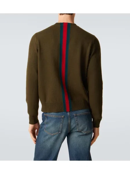 Vlnený pruhovaný sveter Gucci zelená