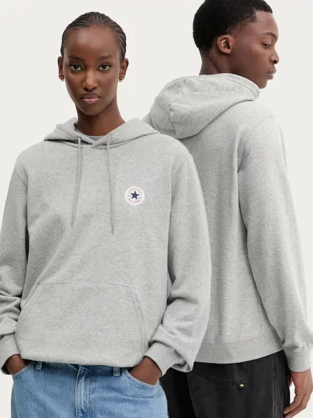 Суичър с качулка Converse с качулка с апликация сиво