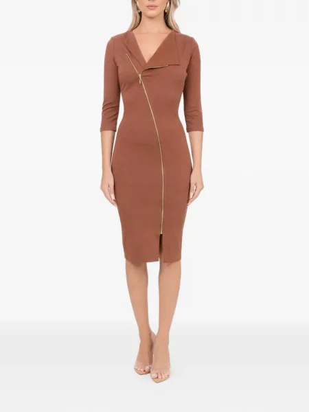Rochie midi Roserry până la genunchi de costum maro